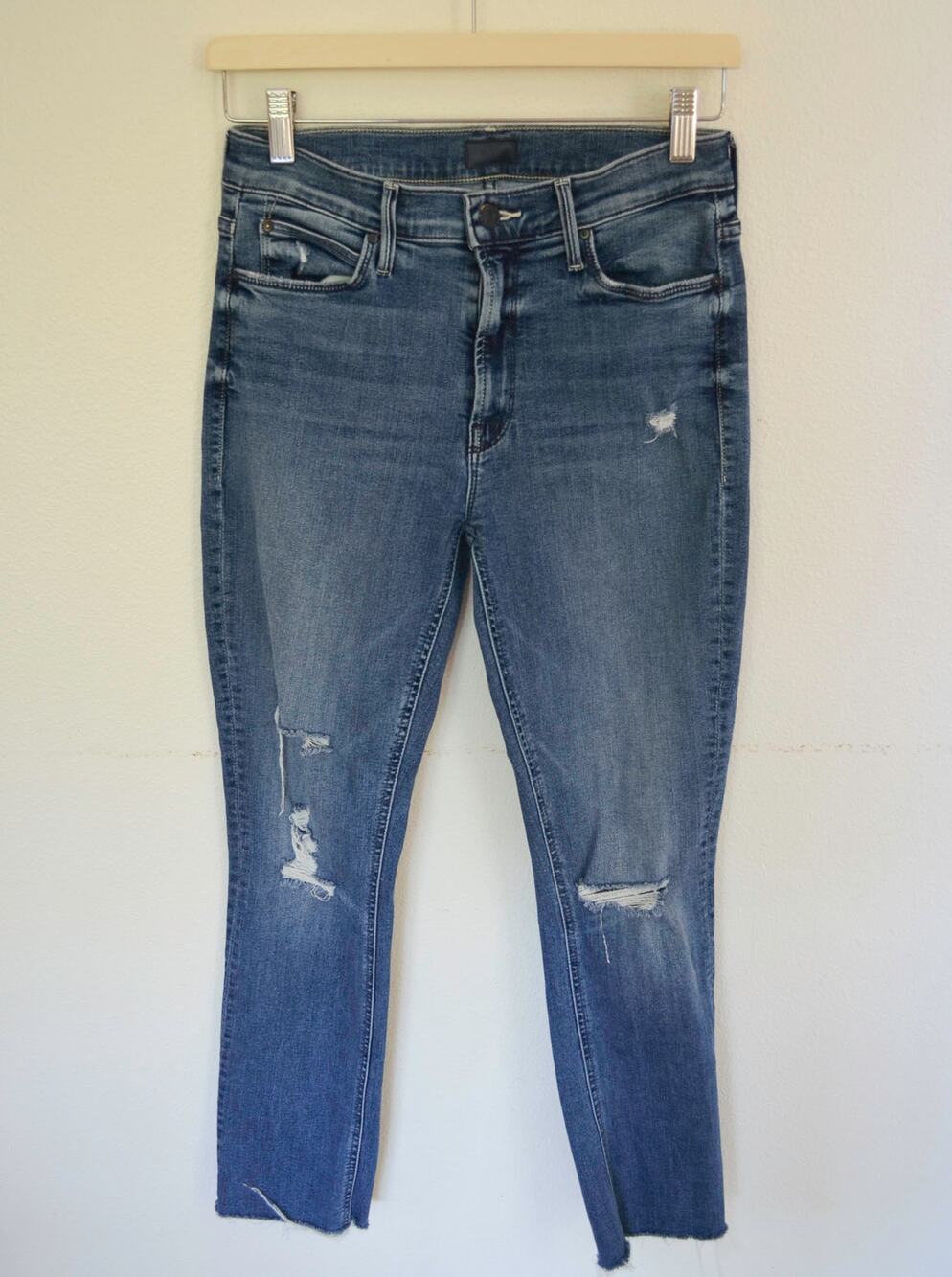 Mother Mid Rise Dazzler Ankle Fray Jeans Size 28
